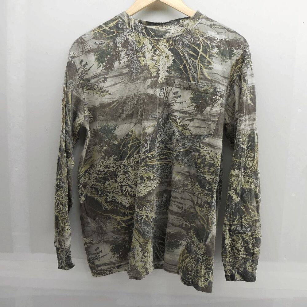 Russell Outdoors Shirt‎ Youth Medium Camo Mossy Oak Long Sleeve Hunting Fall Top